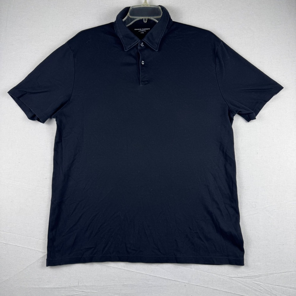 Charles Tyrwhitt Mens Black Cotton Short Sleeve Polo Shirt Large